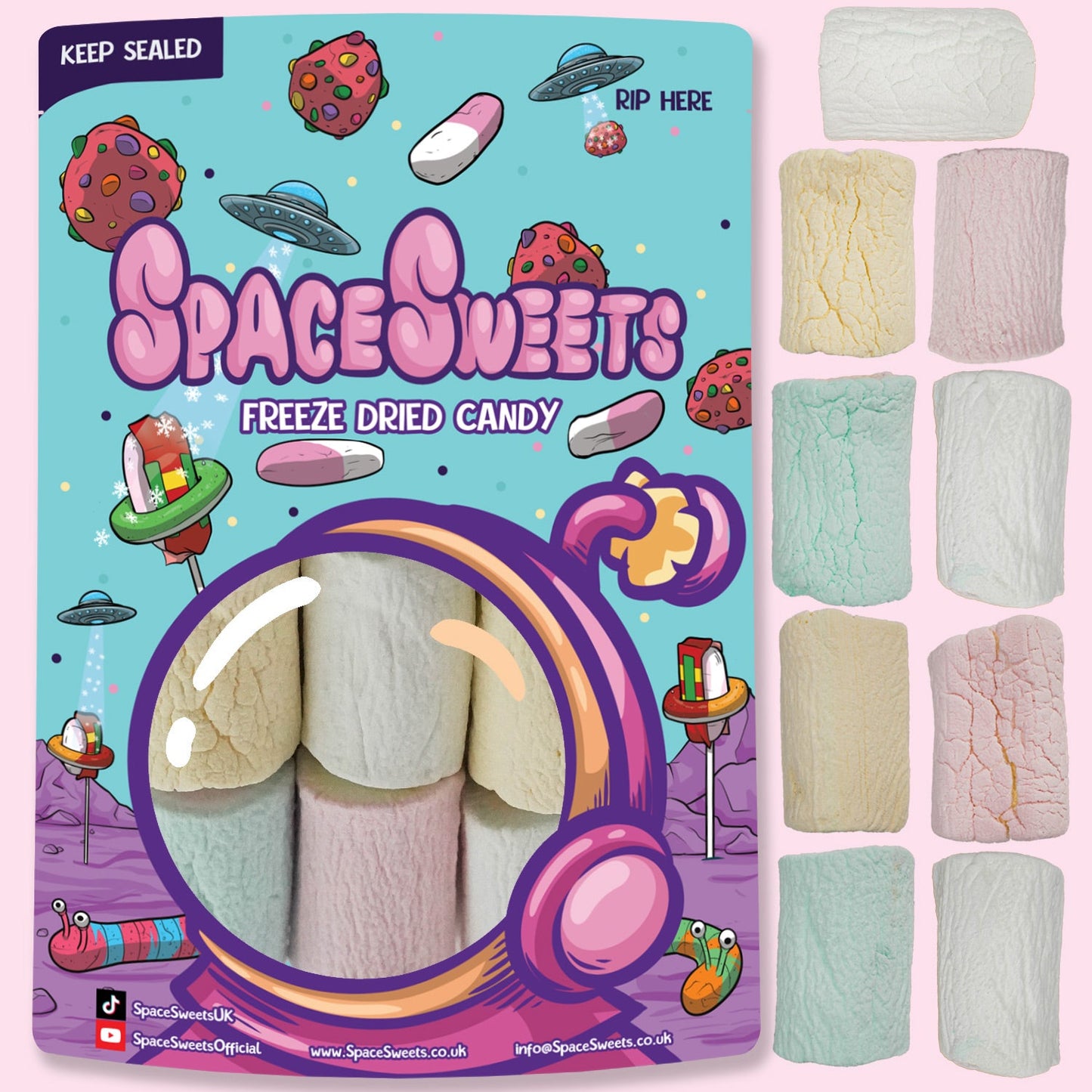 Freeze Dried Marshmallow Tubes (Halal) (Case 12 - RRP £4.99)